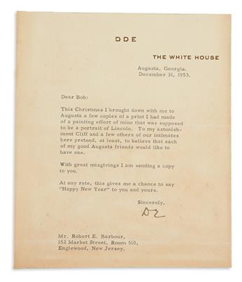 EISENHOWER, DWIGHT D. Typed Letter Signed, DE, as President,